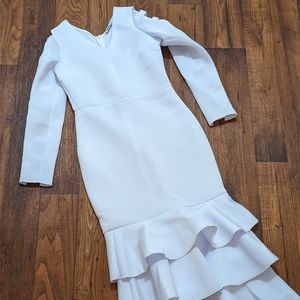 slim fit dress slacks Off White Sequin Fitted Dress XL / Off White